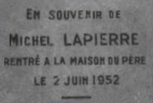 Plaque de la croix Michel Lapeirre
